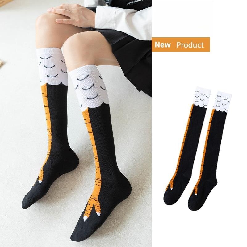Trendy Women Socks With Knee Length Chicken Feet Funny Personalized Realistic Chicken Feet Birthday Gifts Trendy Sports Socks