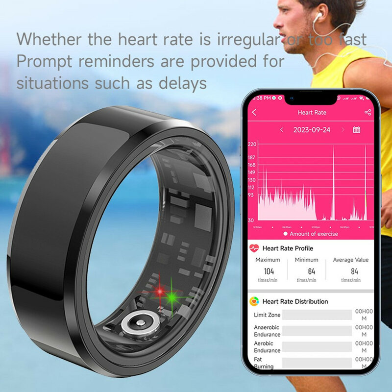 Smart Ring Military Grade Titanium Steel Shell Health Heart Rate Sleep Monitor IP68 3ATM Waterproof Bluetooth Sports Bracelet Ms