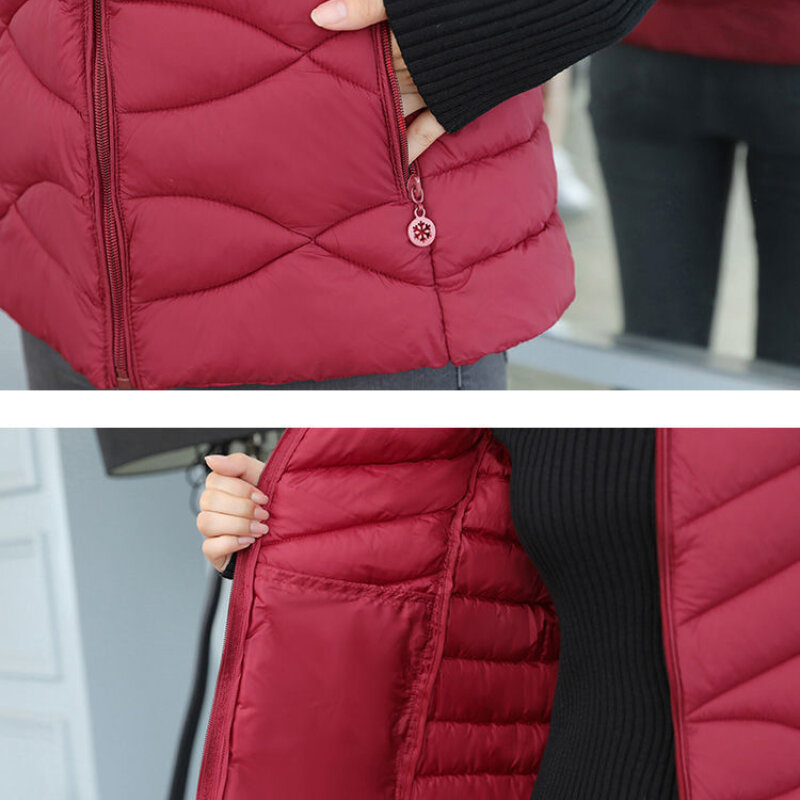 女性のための暖かい綿のベスト,厚い取り外し可能なウエストコート,ノースリーブのジャケット,秋と冬