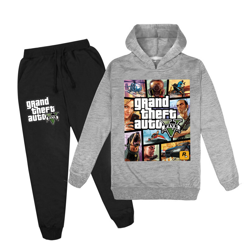 Game Grand Theft Auto GTA V Print Men Women Tracksuit Sets Casual Hoodie+Pants 2pcs Sets Oversized Pullover Fashion Men Clothing