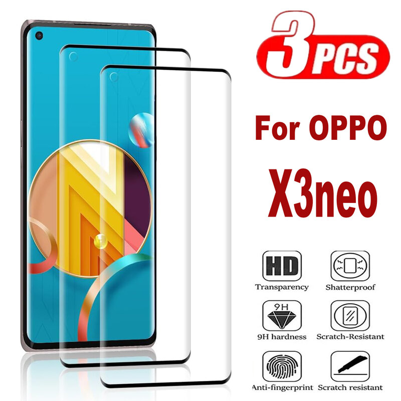 3Pcs Tempered Glass For OPPO Find X3 Neo X3 Pro Curved Screen Protector Glass Film