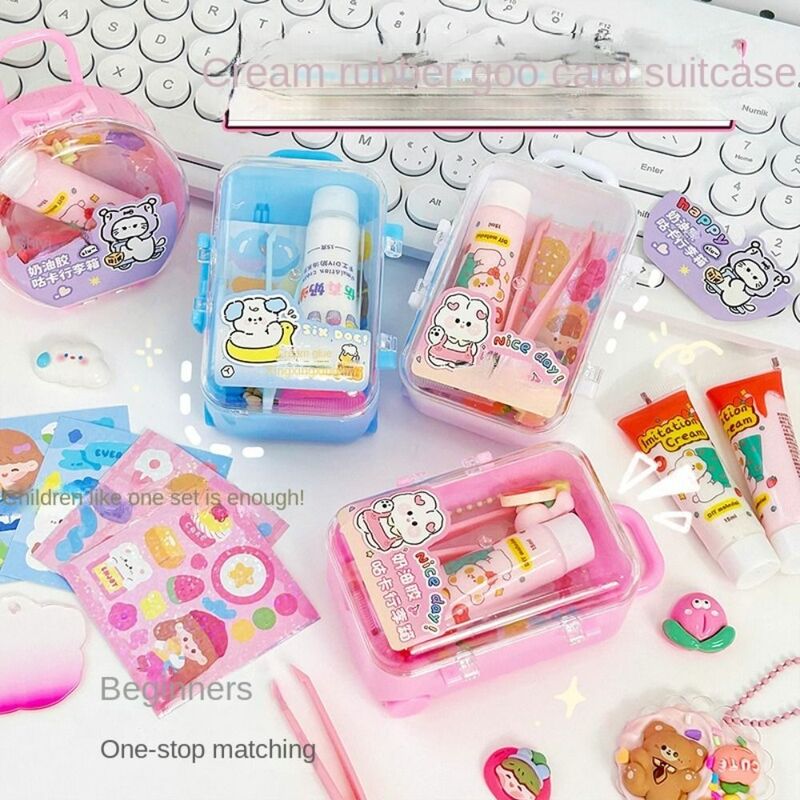 1set Handmade Cream Glue Gift Box DIY Card Guka Scented Cream Glue Gift Kawaii Cute Goo Card Stickers Suitcase Girls Toy
