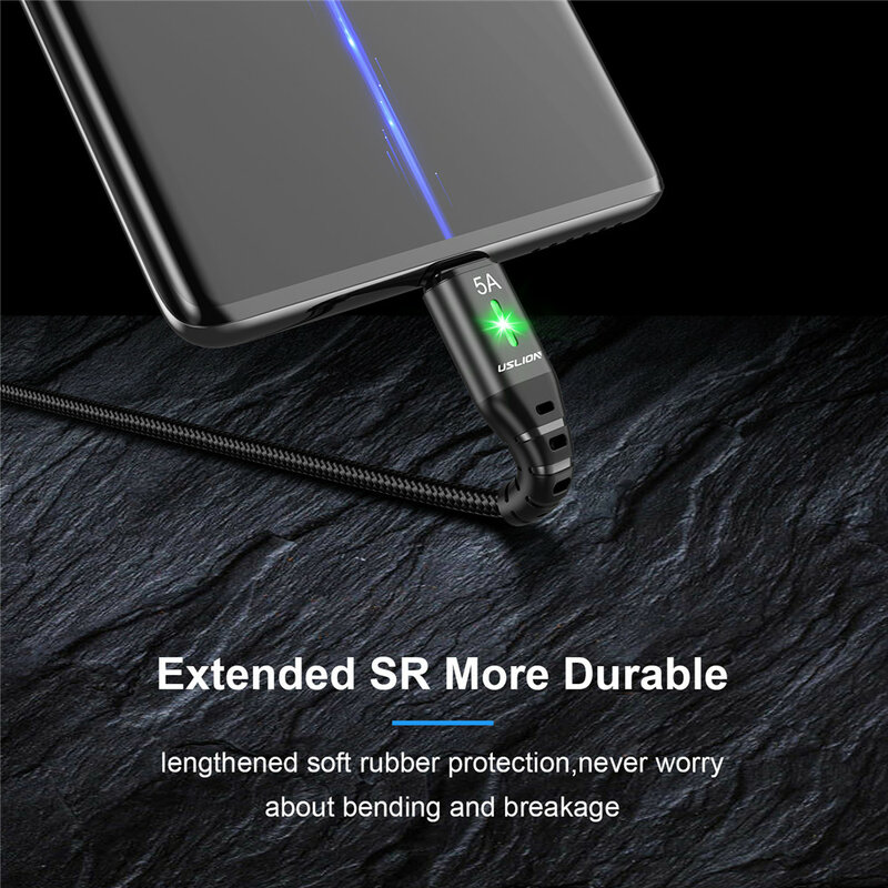 USLION 5A Cáp Micro USB Sạc Nhanh Điện Thoại Di Động Micro USB Dây Dây Dành Cho Xiaomi Android Chiếu Sáng Đèn LED USB cáp Dữ Liệu