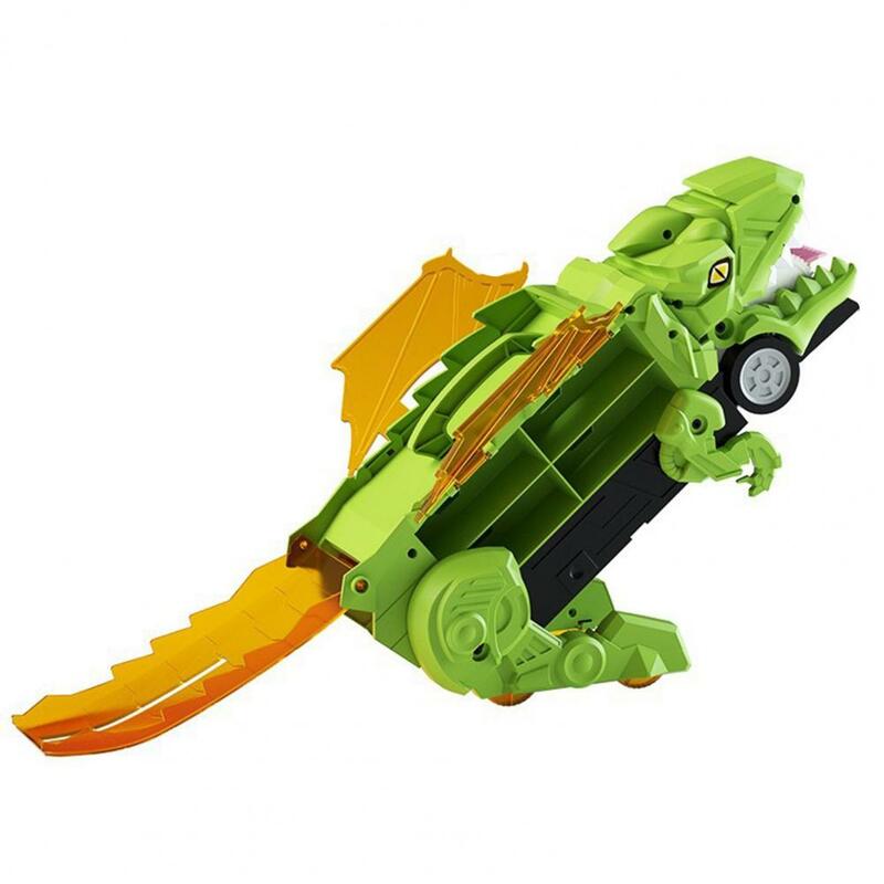Portable Dinosaur Truck Dinosaur Swallow Truck Toy with Foldable Slide Drive Pull Back Small Car Portable Handle Dinosaur
