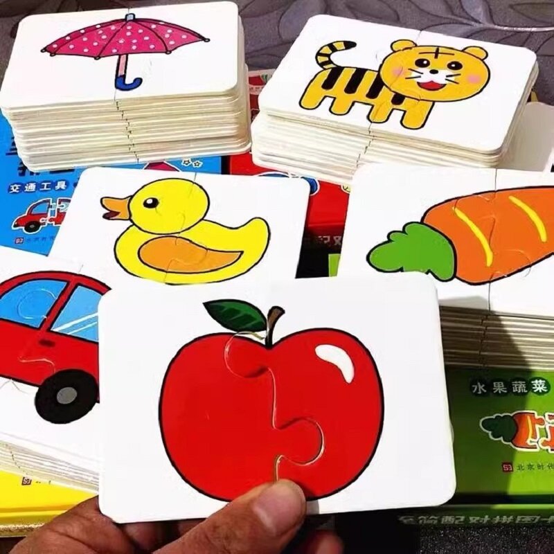 Rompecabezas de animales para niños pequeños, juego de tarjetas de memoria, juguetes educativos para niños de 1, 2 y 3 años