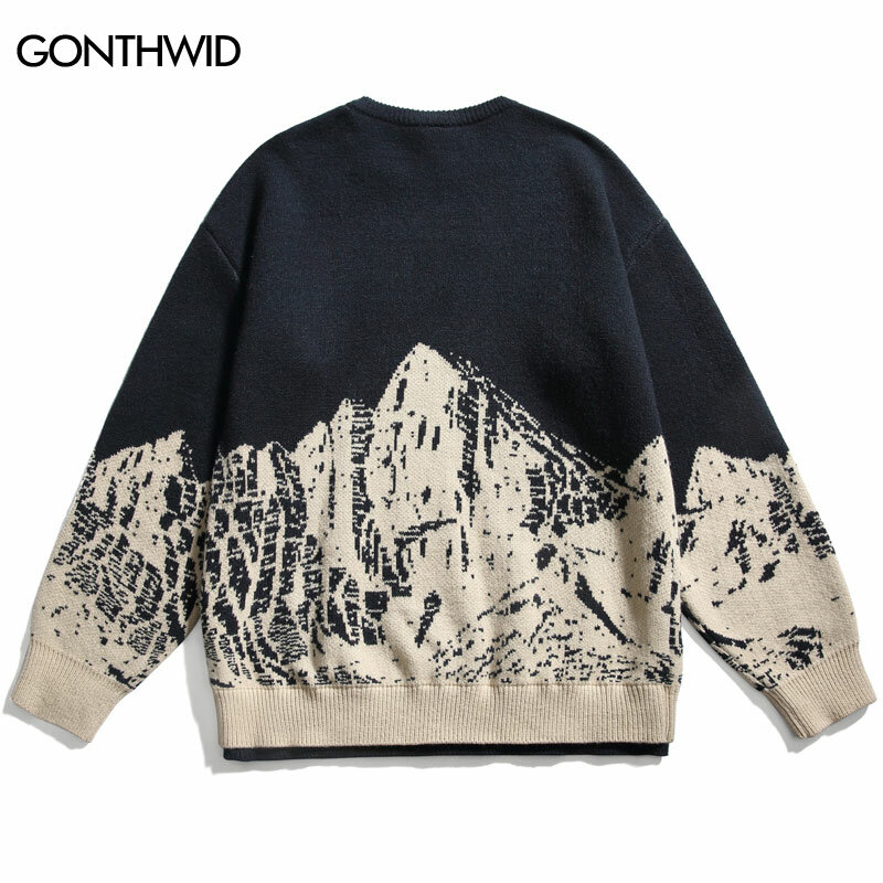 Suéteres Vintage de Hip Hop para mujer, jersey de montaña de punto, Harajuku, ropa de calle informal, prendas de punto sueltas, moda de los años 90, Otoño e Invierno