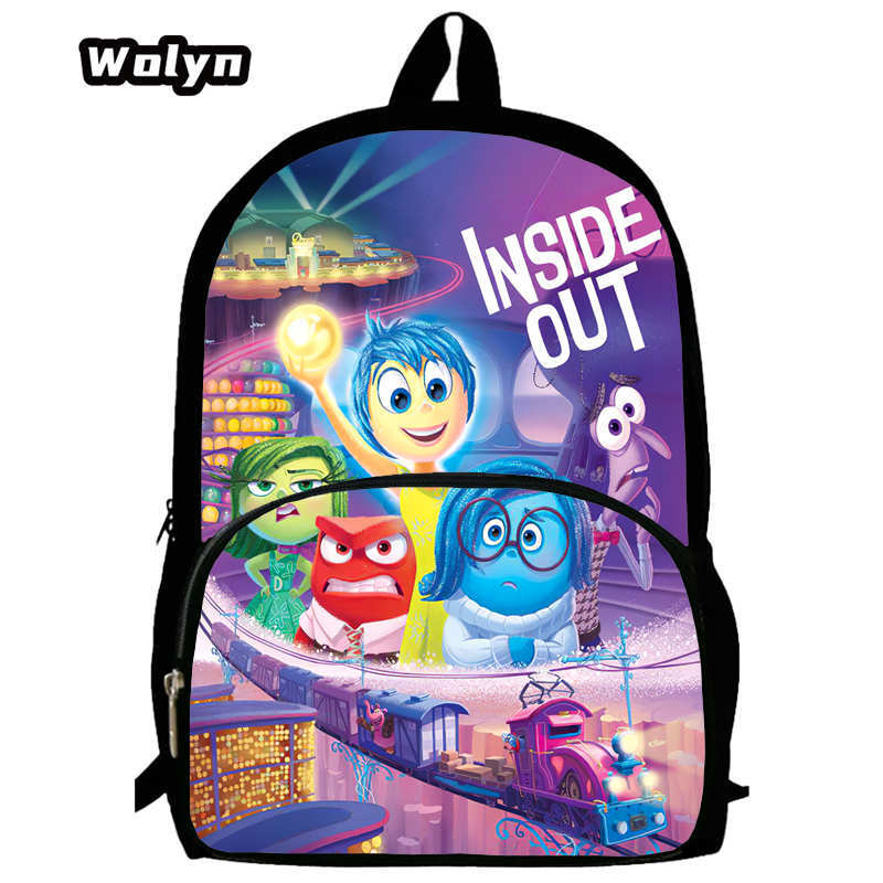 3Pcs Set Inside Out School Backpack with Lunch Bags Pencil Case ,Cartoon Large Capacity School Bags for Grade 1-3,