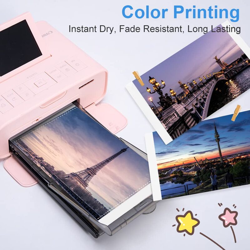 Papel fotográfico y cartucho para impresora fotográfica, Compatible con Canon Selphy CP1300, CP1300, CP1200, CP1000, CP910, CP820, CP810, CP790