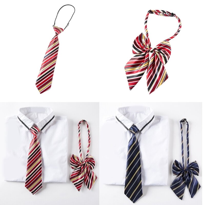 Pre-tied Neckties For Boy Kid Striped Tie for School Graduation Bow Tie for Kid Boy Neckties Pre-tied Ties Uniform Tie Dropship