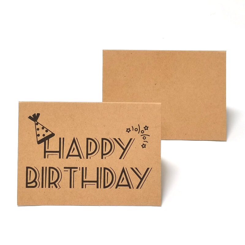 10 pces brown simples obrigado você que empacota cartões standable para pacotes da festa de aniversário suprimentos texto inglês feliz aniversário