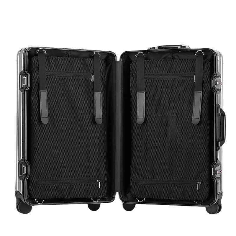 Bagaż całkowicie aluminiowy stop magnezu słynne aluminiowe walizka podróżna metalowe pokrowiec na wózek uniwersalne koło 20-Cal torba na pokład