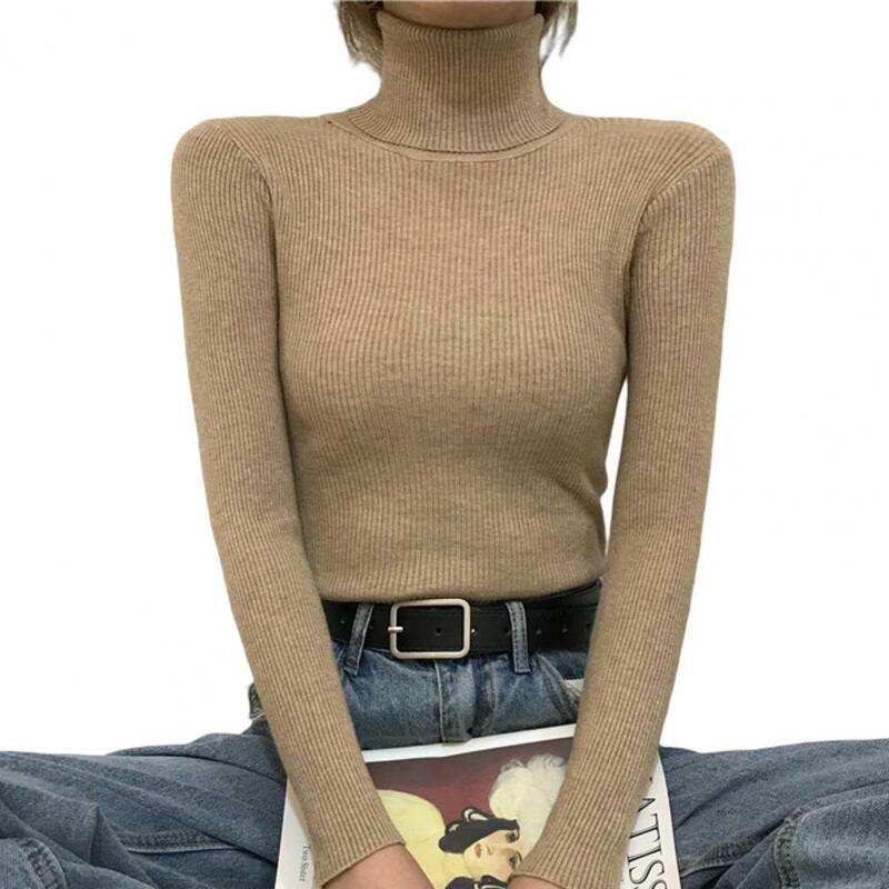 Women Turtleneck Long Sleeve Ribbed Sweater Winter Solid Color Slim Fit Warm Pullover Sweater for women свитер женский