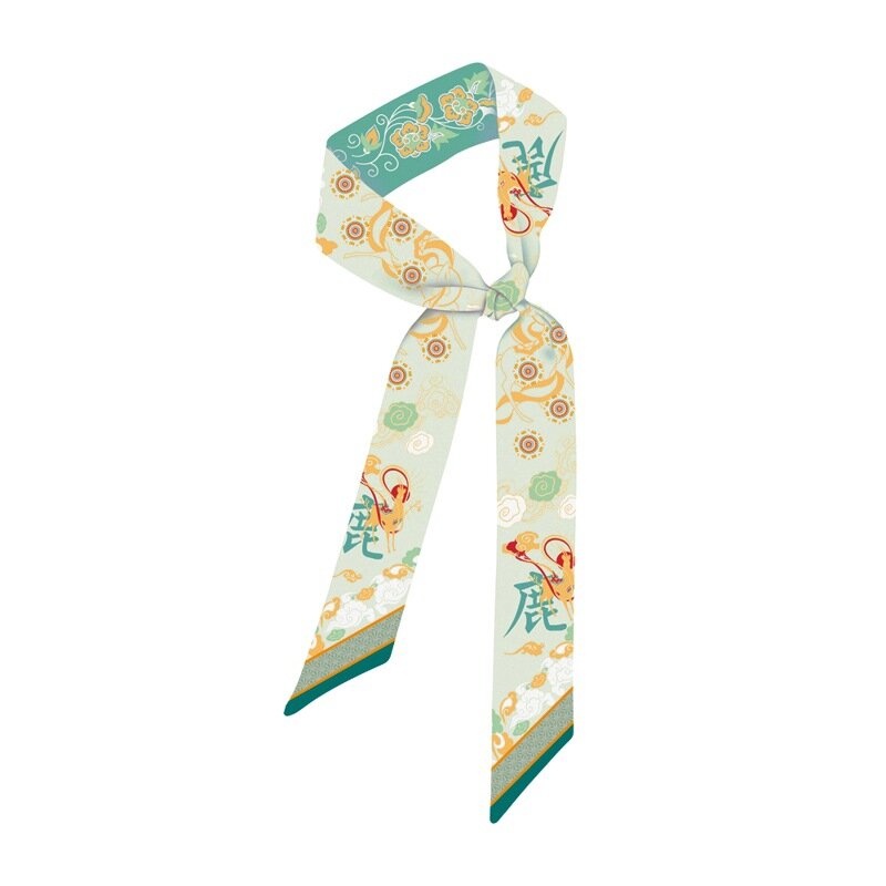 Dunhuang-새로운 인쇄 작은 실크 스카프, 핸들 가방 리본 브랜드 패션 머리 스카프 여성을 위한 작은 긴 스키니