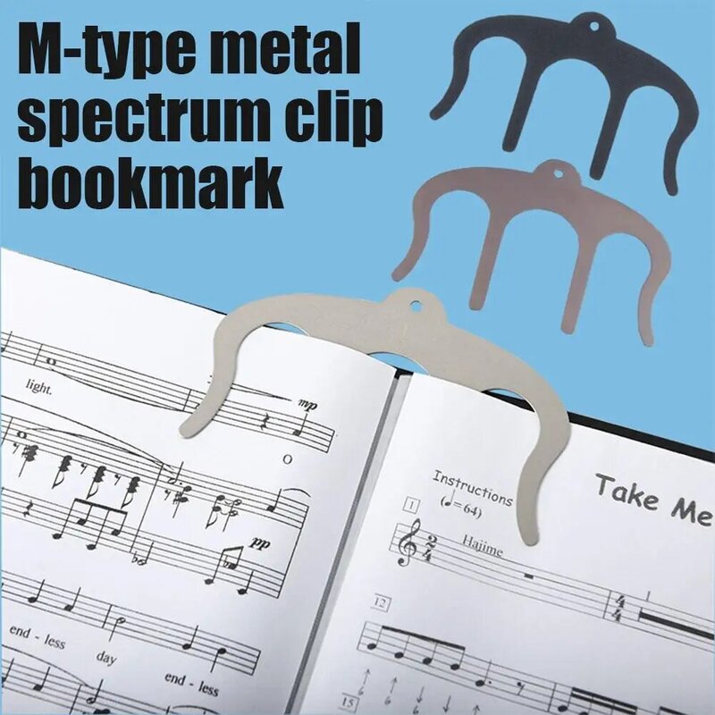 Metalowa zakładka do czytania typu M fortepian klips do książki muzycznej instrumenty materiały do czytania uchwyt na akcesoria strona muzyczna B8E3