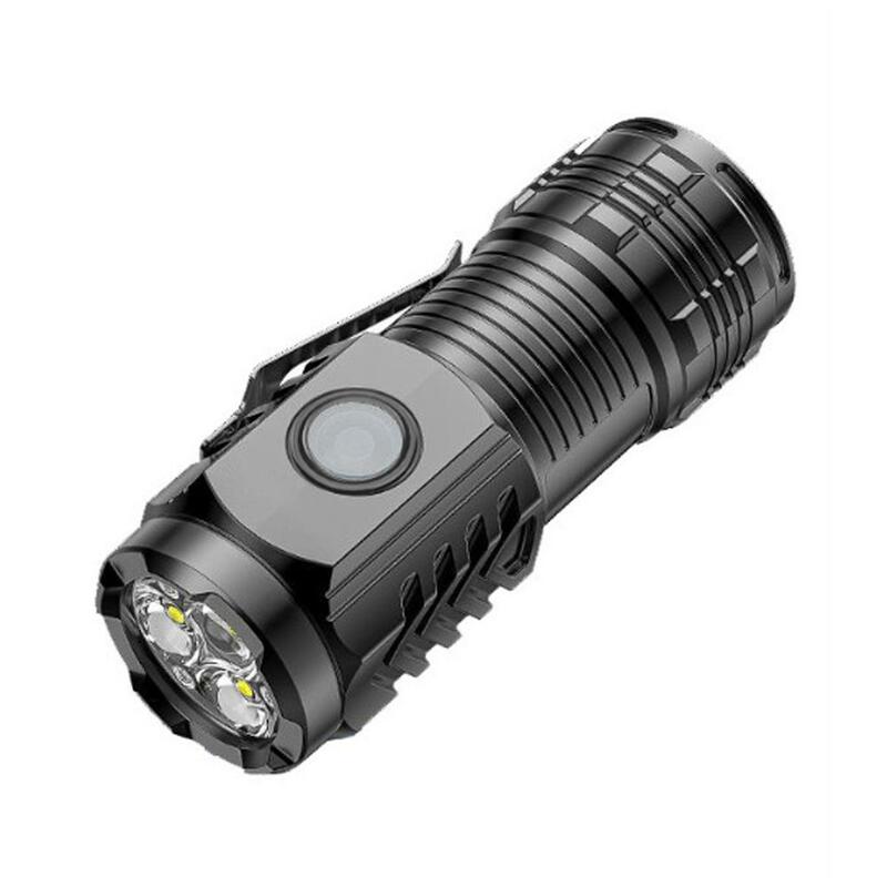 Lanterna LED recarregável portátil, tocha de longo alcance, LED de três olhos, apto para caminhadas e camping, E9Q7, 2024, super brilhante