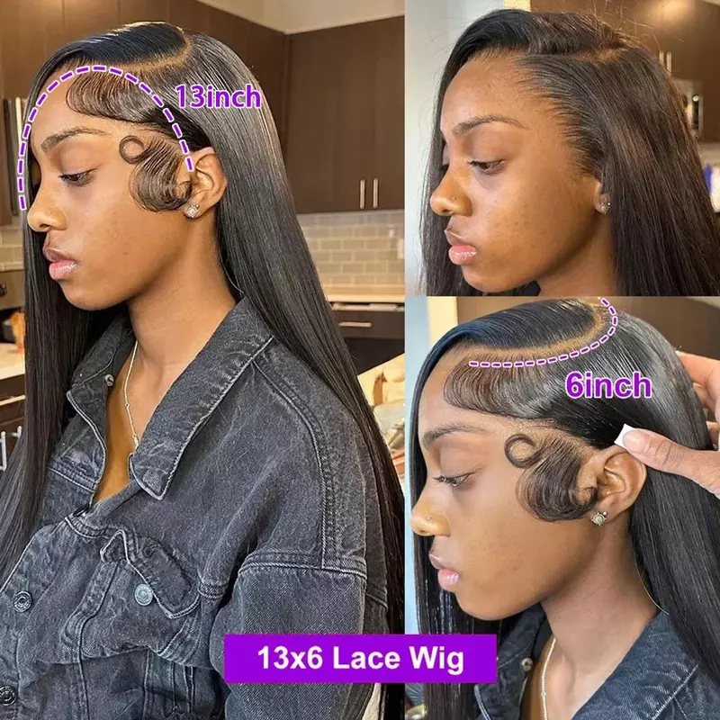 HD Lace Wig 13x6 Human Hair Glueless Wig 30 Inch Bone Straight Lace Front Wig Human Hair Lace Frontal Wig PrePlucked For Women