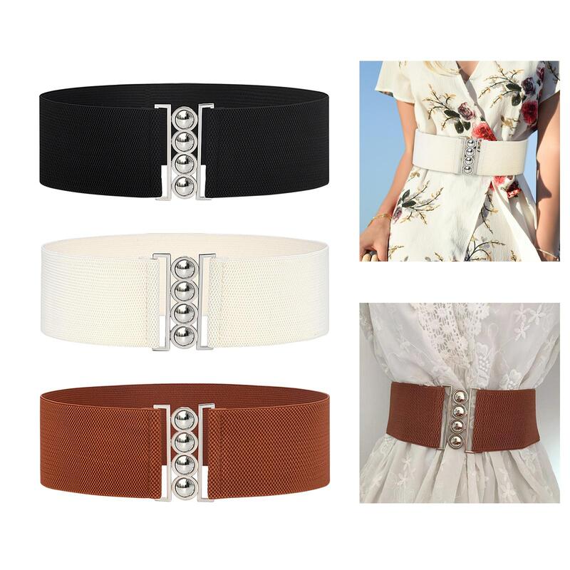 Cintura elastica larga corsetto elasticizzato cintura decorativa tinta unita cintura in vita con decorazione semplice per accessori per abiti da donna da donna