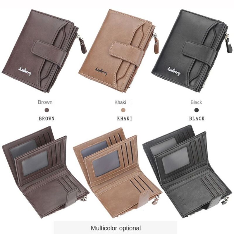Multifunction Men's Short Wallet PU Leather Large Capacity Male Leather Purse Multi-position Ventilate Pocket Purse Outdoor