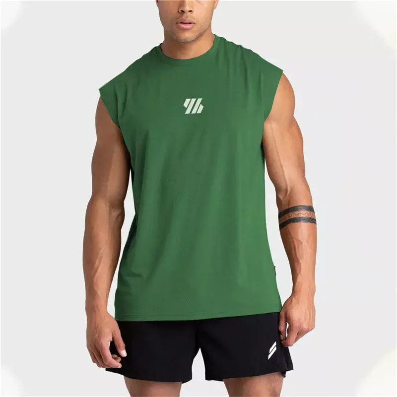 Camiseta deportiva sin mangas para hombre, chaleco de malla de secado rápido para gimnasio, culturismo, correr, novedad de verano 2024