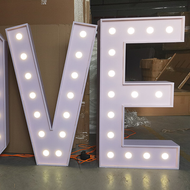 2022 Electronic signs wholesale giant 4ft marquee love letters light up number 5ft props for wedding event decoration