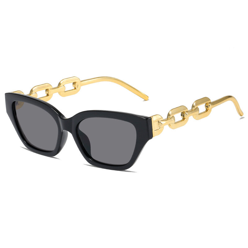 Kacamata hitam mata kucing mode baru kacamata hitam desainer merek Vintage wanita UV400 kacamata Emas