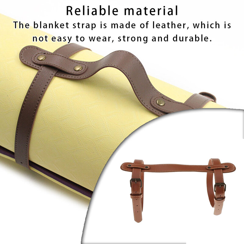 Accessori per rilegatura con cinghie per tappeti da campeggio portatili in pelle con cinturino per coperta