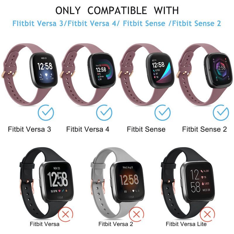 Tali jam tangan silikon Silm untuk Fitbit Versa 3/Versa 4 gelang Band untuk Fitbit Sense/Sense 2 pengganti gelang jam