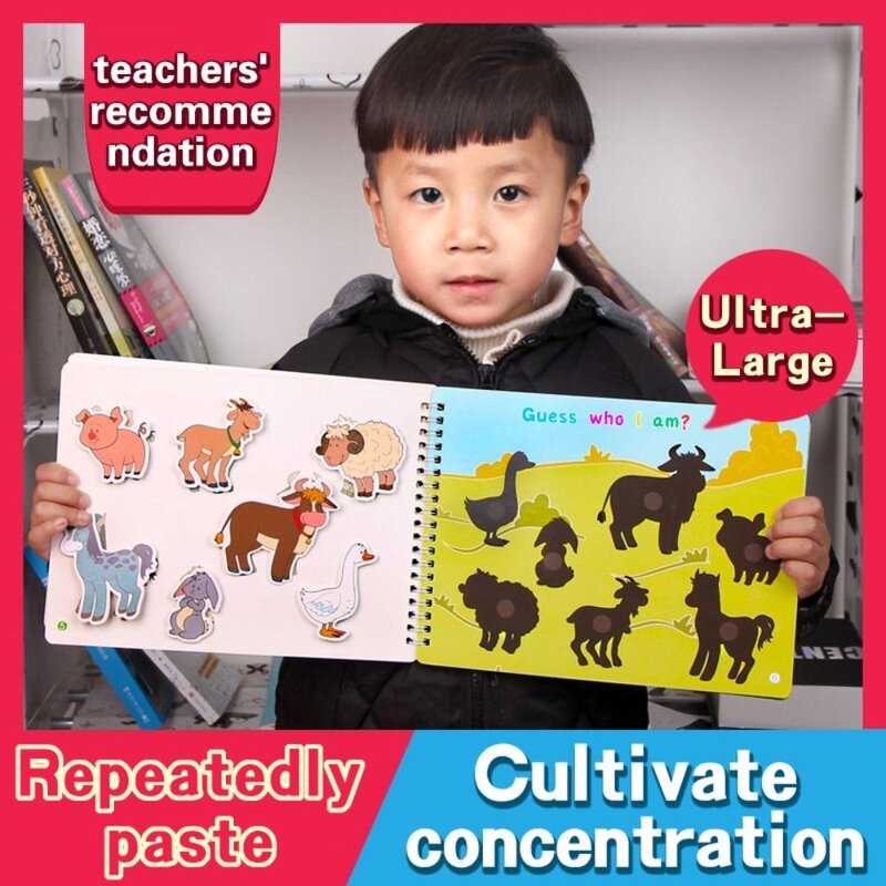 Kinder Szene Aufkleber DIY Hand-On Puzzle Aufkleber Bücher wieder verwendbare Cartoon Tier Dinosaurier lernen Erkenntnis Spielzeug für Kinder Geschenk