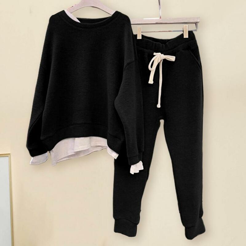 Fashion Women Two Paper Split Joint Loose Sweater Tracksuit New Design Two-piece Style Outfit Sweatshirt Pants Sets S-XXL