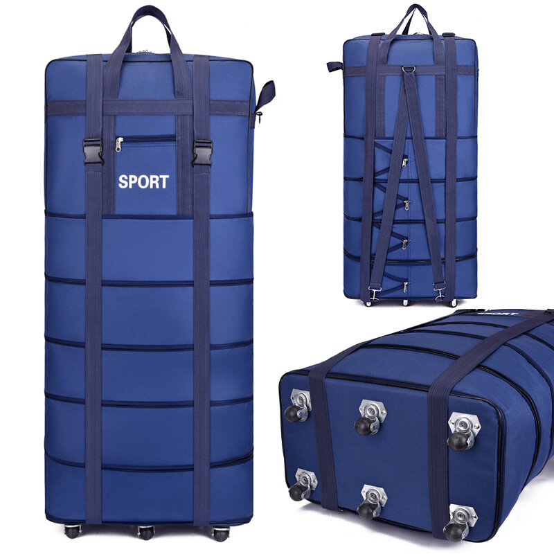 Linha aérea verificada saco oxford grande capacidade de viagem universal roda dobrável bagagem em movimento armazenamento rolamento embalagem cubos