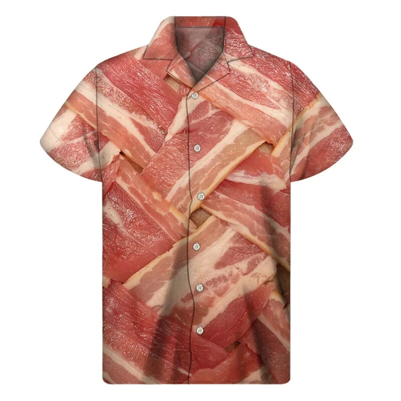 เสื้อฮาวายติดกระดุมพิมพ์ลาย3D สำหรับผู้ชายฤดูร้อนแขนสั้นเสื้อชายหาดเสื้อลำลองมีกระดุม