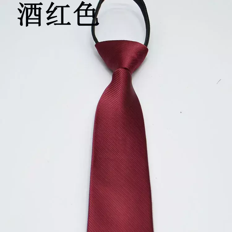 Corbata con cremallera para hombre y mujer, corbata de cuello estrecha, Color Retro, Clip de seguridad, corbata de negocios, corbata de mayordomo funerario, corbata negra mate
