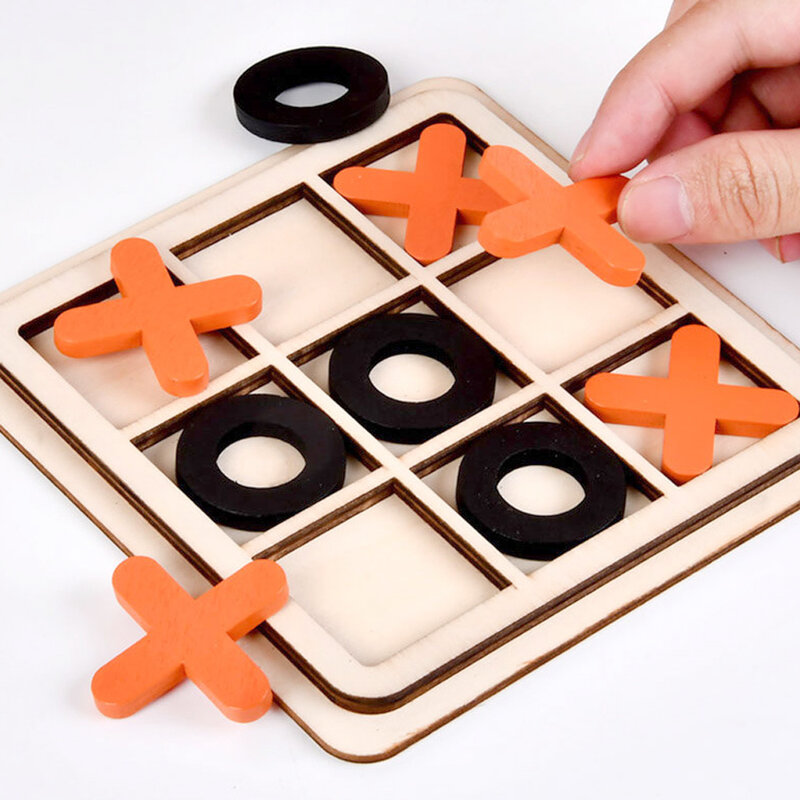 Tic Tac Toe OX Chess juego interactivo para padres e hijos, juegos de madera, rompecabezas divertido, juguetes educativos para niños