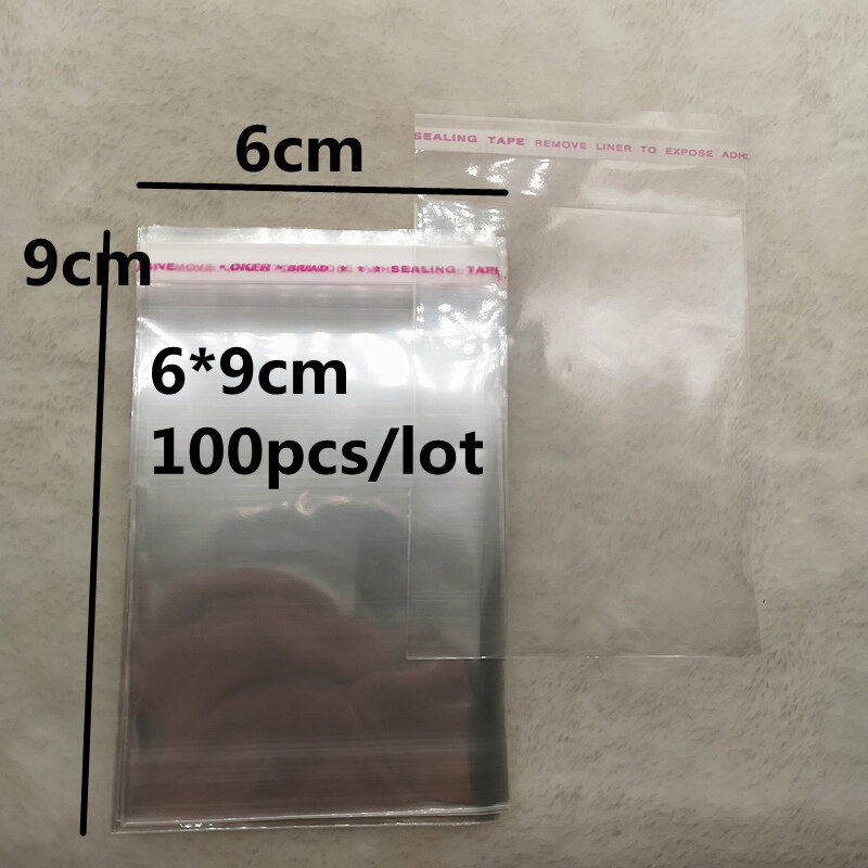 100 stücke 6x9cm Wiederverschließbaren Poly Tasche Transparent Opp Beutel Kunststoff Taschen Selbst Klebe Dichtung Schmuck, Der Tasche