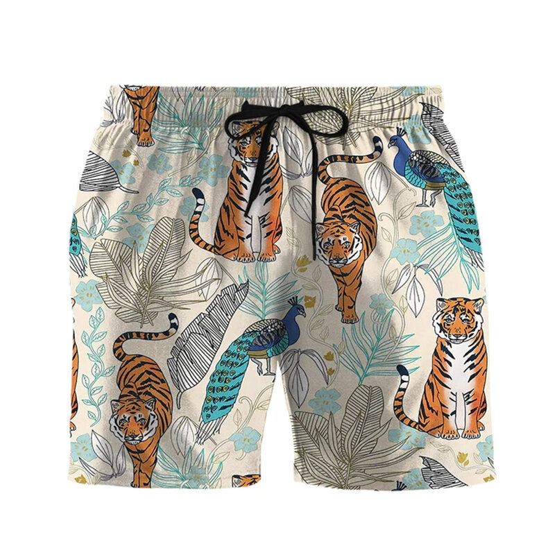 Summer Hot Selling Men's Shorts Beach Pants Personalized Tiger Print 3D Printing Hawaiian Beach Casual Style Men's Shorts Hombre