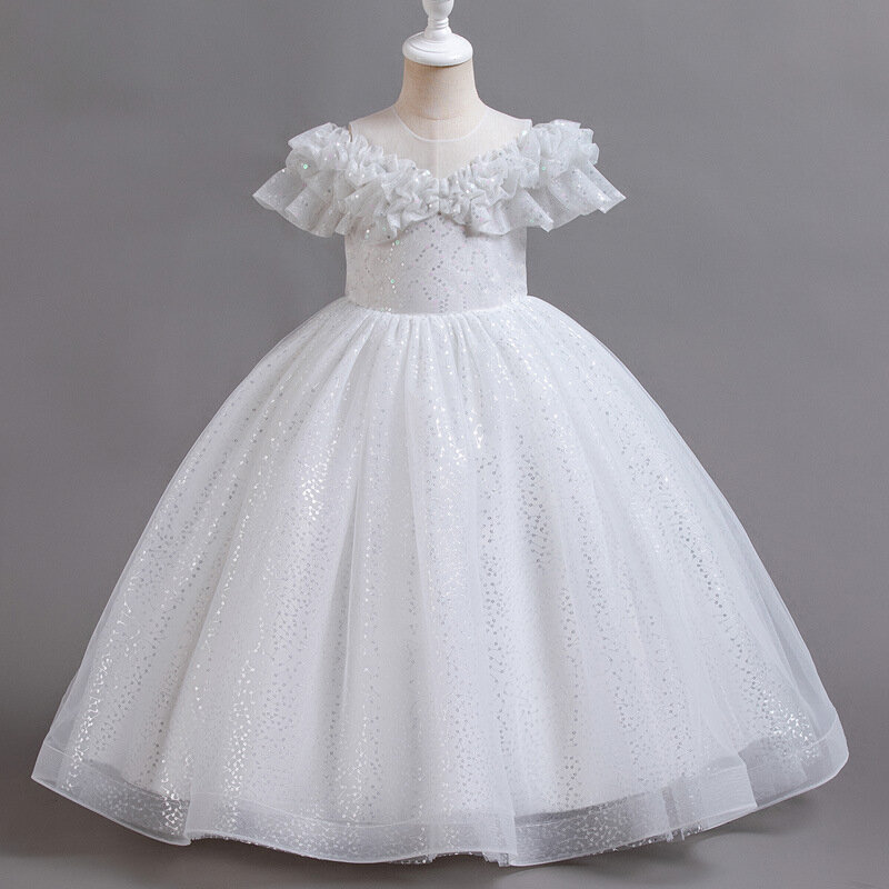 Платье принцессы для девочек в европейском и американском стиле, высококачественное платье, свадебная юбка с цветами для девушек, вечернее платье для выступления на пианино