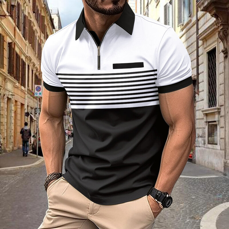 Camiseta de polo de manga corta de verano para hombres casual, transpirująca, blusa suelta de alta calidad adecuada para ropa de