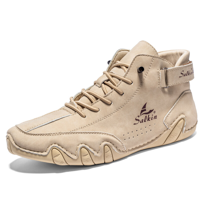 Кожаные мужские ботинки ручной работы в стиле ретро, мужские уличные ботильоны, Мужская прогулочная обувь, дышащие мужские ботинки 2023