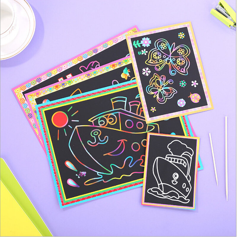 1/10Pcs Magic Scratch Art Doodle Pad Sand Painting Cards Early Educational Learning Creative Drawing Toys for Children Kids