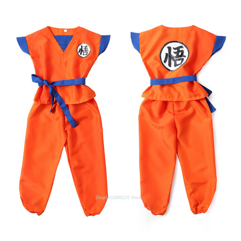 Anime Dragon Ball Z dzieci kostium Cosplay Goku kostiumy świąteczne Gui peruka Wrister sukienka dla dzieci prezent impreza Z okazji Halloween