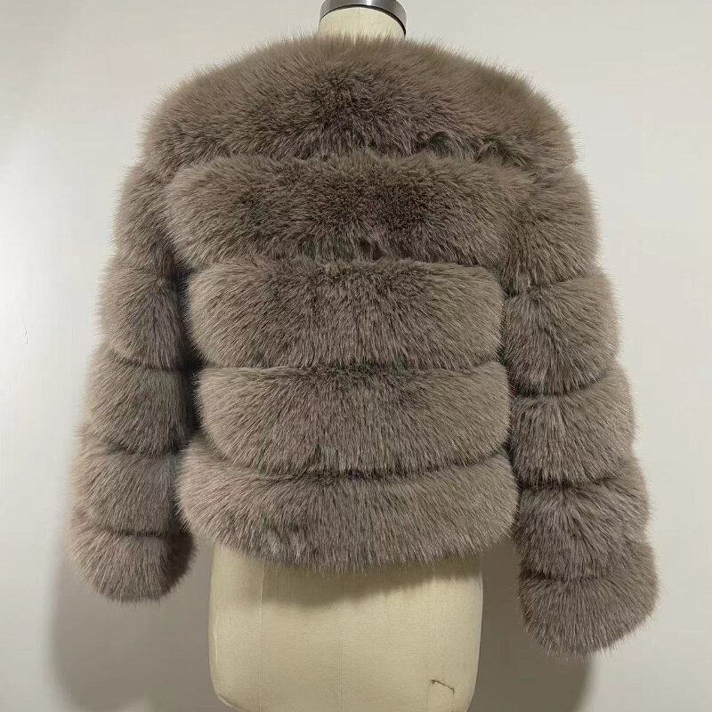 Abrigo peludo de piel de zorro para mujer, chaqueta elegante y esponjosa, abrigo cálido de felpa de alta calidad, prendas de vestir a la moda, novedad de invierno, 2023