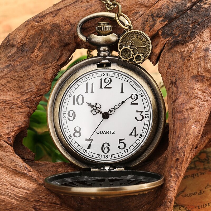 Reloj de bolsillo de cuarzo con diseño de carrete de rueda analógica de engranaje hueco, collar Steampunk, cadena de suéter, reloj colgante con accesorio de engranaje 2022