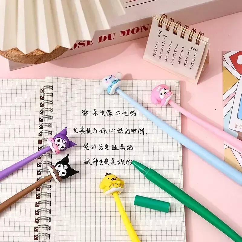 Nowe długopisy żelowe Sanrio 24/48szt Hello Kitty Kreatywne artykuły papiernicze do dekompresji Gładkie pisanie 0,5 mm Czarny Śliczny długopis prezentowy o wysokiej wartości