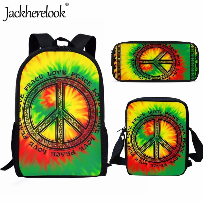 Jackherelook Trend Splash Tinte Farbe Frieden Muster Mode Kinder Schule Tasche 3 teile/satz Jugendliche Rucksack College Student Laptop Tasche