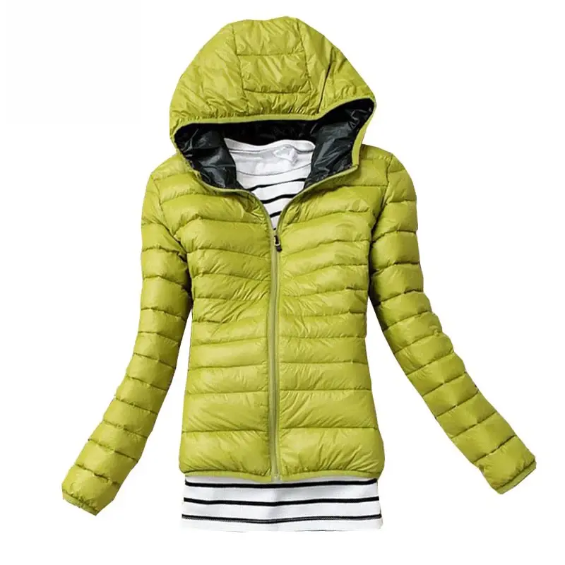 여성용 얇은 다운 코트, 가볍고 편안함, 후드 짧은 코트, 단색, 긴팔, 클래식 패션 재킷, 포켓 포함, 가을, 겨울