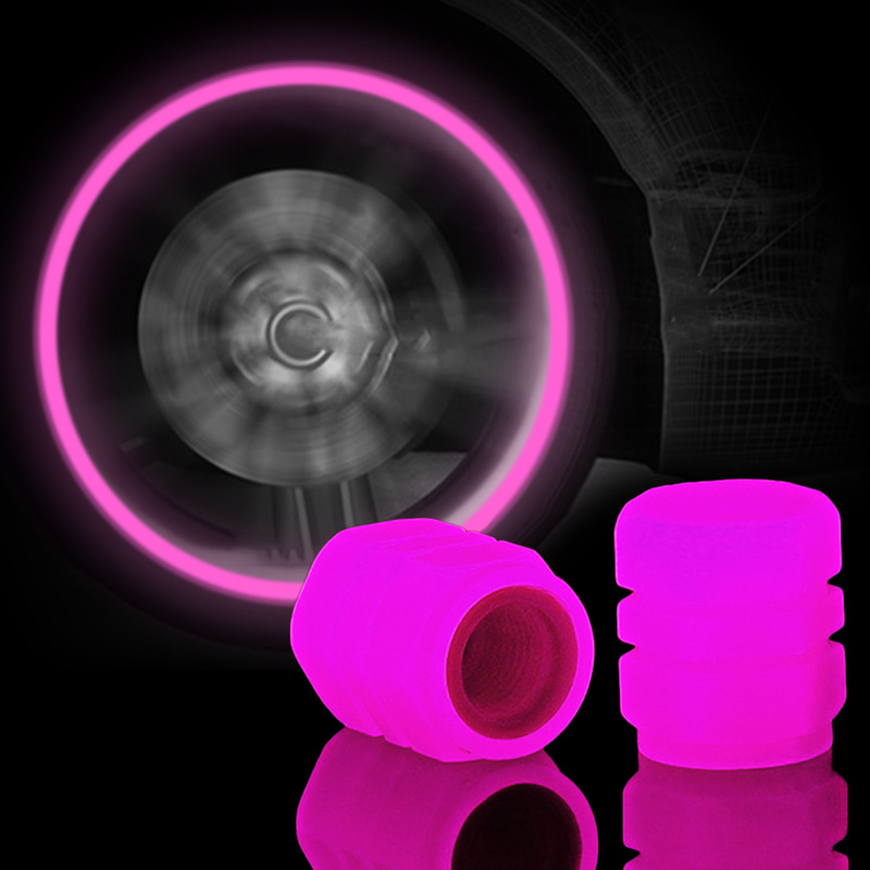 Tapa de válvula de neumático luminosa, cubierta de válvula brillante para cubo de rueda de coche, motocicleta y bicicleta, decoración de neumáticos de color rojo y rosa, accesorios de estilo automático