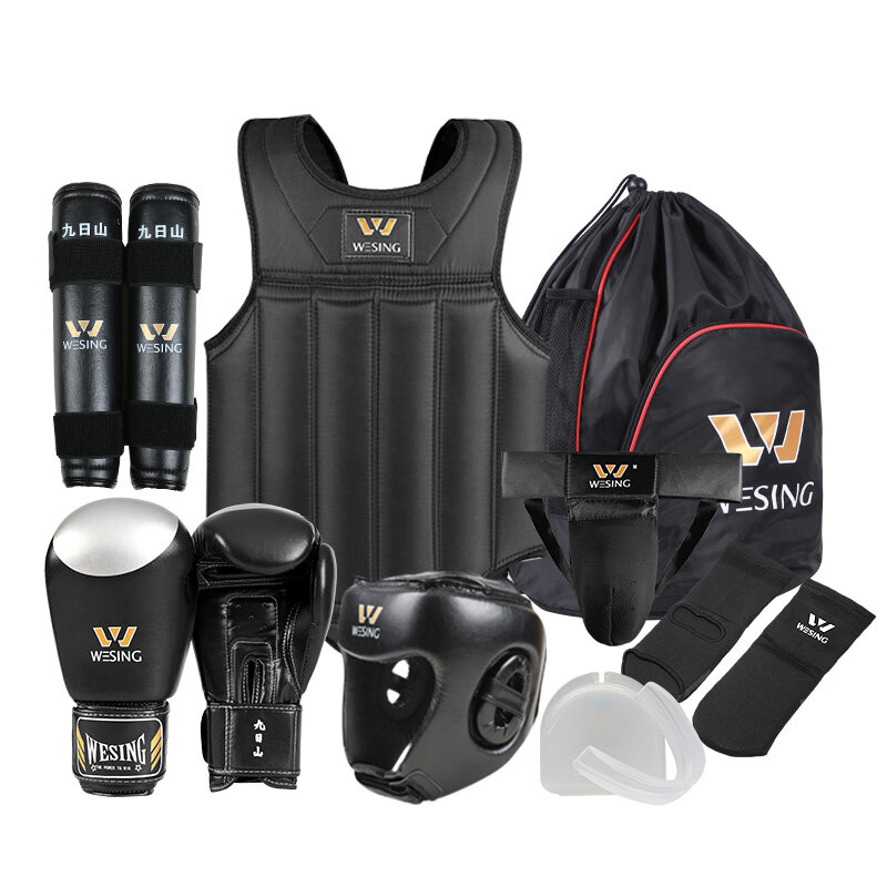 Wesing Sanda Gear Set per uomo donna 8 pezzi boxe MMA Protector Gears Sanda Competition Training Equipment