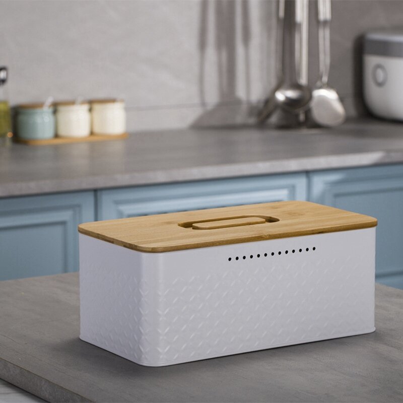 Корзина для хлеба, инновационная коробка для хлеба с углеродным покрытием, со встроенными вентиляционными отверстиями, включая бамбуковую крышку