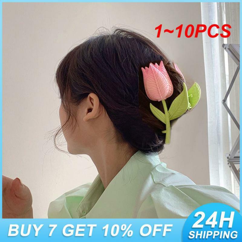 1 ~ 10 buah yang merupakan klip rambut Tulip Kecil terbuat dari bahan paduan hiasan kepala produk mengadopsi setrika rambut desain bunga Tulip