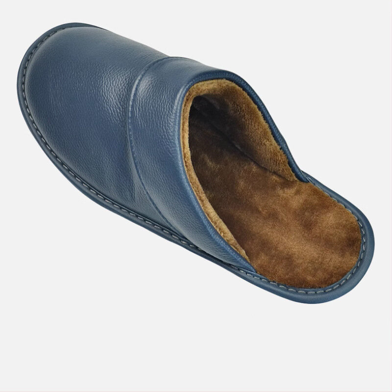Pantofole da uomo pantofole in pelle PU nere nuove invernali pantofole da interno calde scarpe da casa impermeabili da donna pantofola in pelle calda